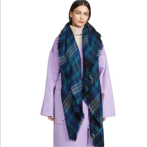 HAT ATTACK Jewel Plaid Blanket Bottle Fringe Scarf Shawl Wrap - Picture 2 of 5